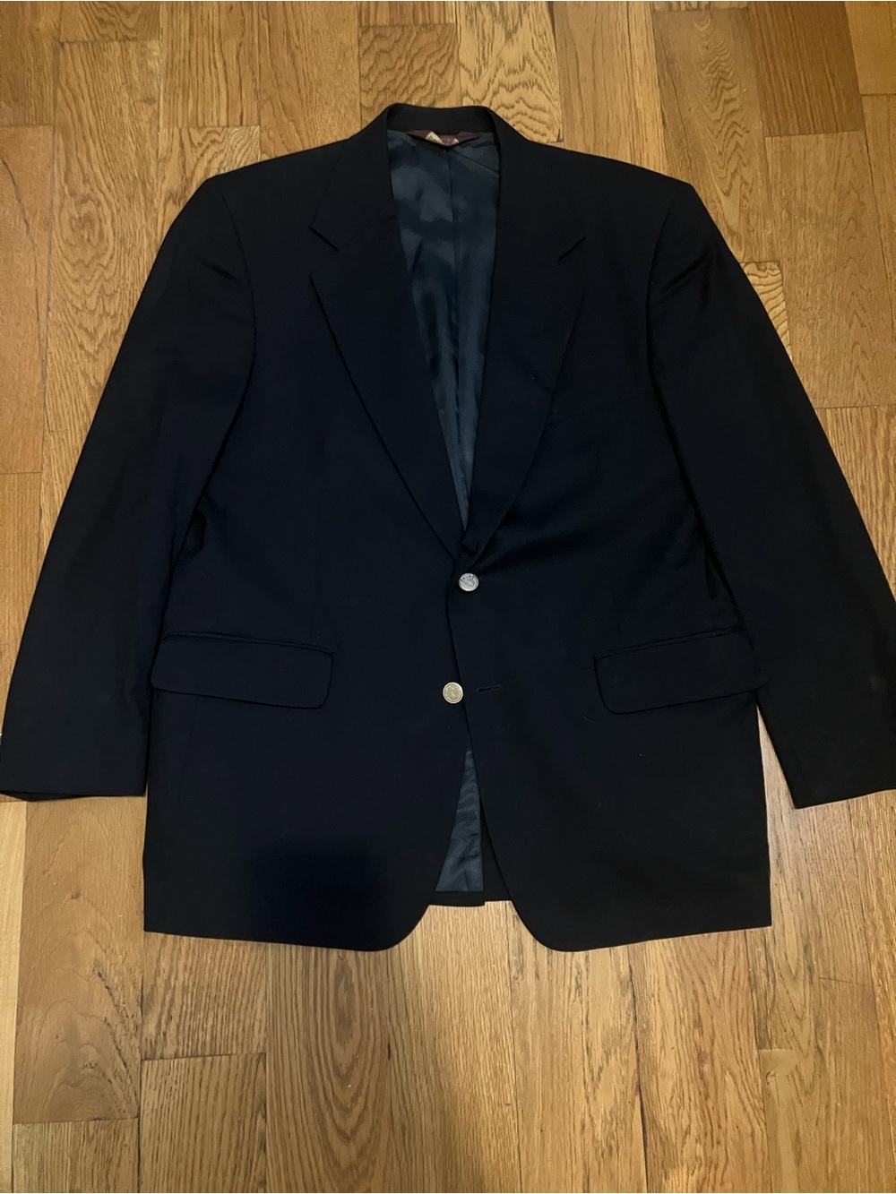 Vintage Nordstrom Sport Coat Mens 42R Navy Blue Blazer Jacket Super 110s Wool
